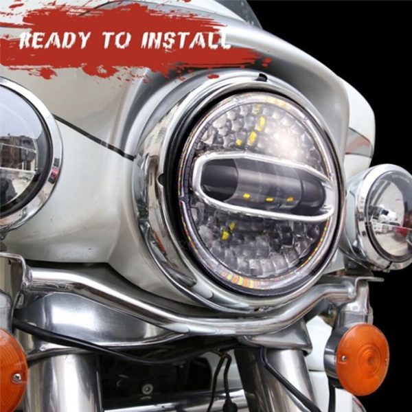 108W High Power 7 Inch Led Headlights White/Yellow Angel Eyes Turn Light For Harley - Image 7