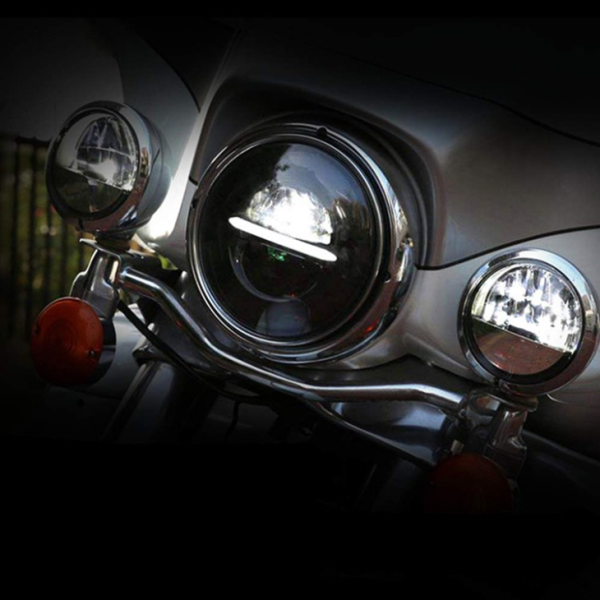 12V 5.75 Inch Round Led Headlight Black Sliver 575 Inch Harley Project Headlight — изображение 8