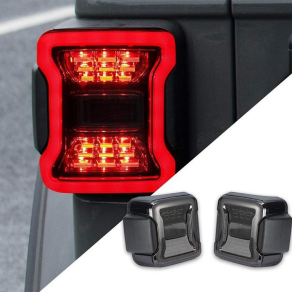 2 PCS Smoked Led Tail Light US Version Brake Rear Light For Jeep JL 2018 2019 - Imagen 5