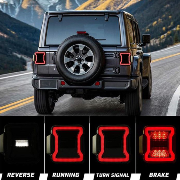 2 PCS Smoked Led Tail Light US Version Brake Rear Light For Jeep JL 2018 2019 - Imagen 6