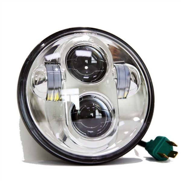 40W 5.75inch LED Headlamp For Motorcycle H4 Plug Chrome Black Headlight Auto Light System – Image 2