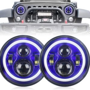 7 Luces de halo azul de pulgada Jeep Wrangler Blue Halo Feaflights para Jeep Jk