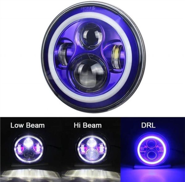 7 Luces de halo azul de pulgada Jeep Wrangler Blue Halo Feaflights para Jeep Jk - Imagen 4