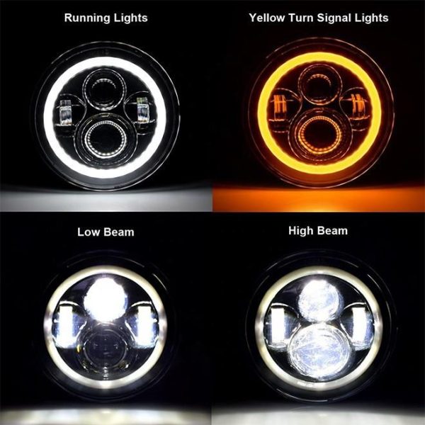 7 Inch Led Halo Lights For Jeep Wrangler JK CJ TJ Harley Davidson Hummer H2 Royal Enfield Car Accessories — изображение 5