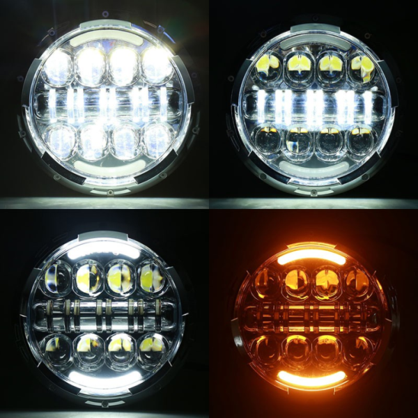 7 Inch Led Headlight 80W For Jeep Wrangler JK With Daytime Running Light Turn Signal - Image 6