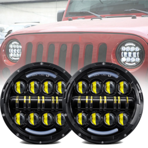 7 Inclui LED Farol 80W para Jeep Wrangler JK com sinal de curva leve durante o dia