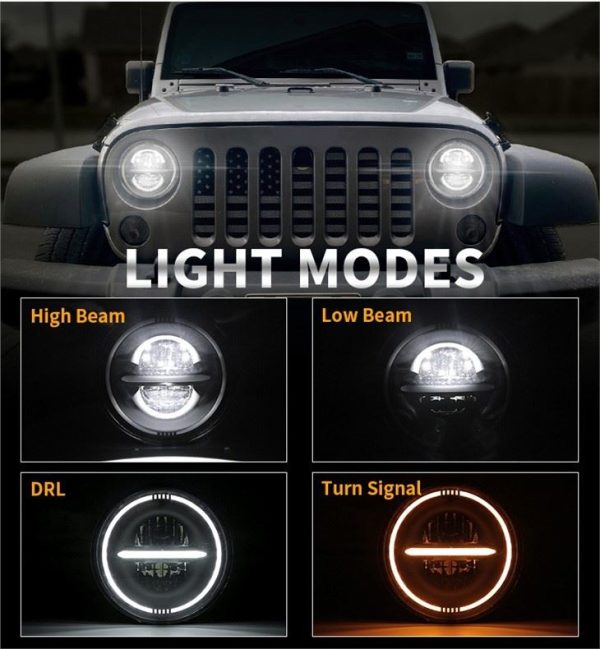 7 DOT RODUD EMARK JEEP JKU LED FEARLES CON DRL SEÑALES - Imagen 5