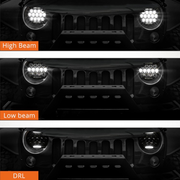 7 Inch Round LED Headlight Bulbs 75W 7 Inch Motorcycle LED Headlights DRL Driving Light Headlamp For Jeep Harley Davidson - immagine 7