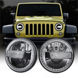 7Flechosa de LED de pulgada para 07-17 Jeep Wrangler Wrangler Motorcycle Dot Dot E-Mark demostró faros delanteros