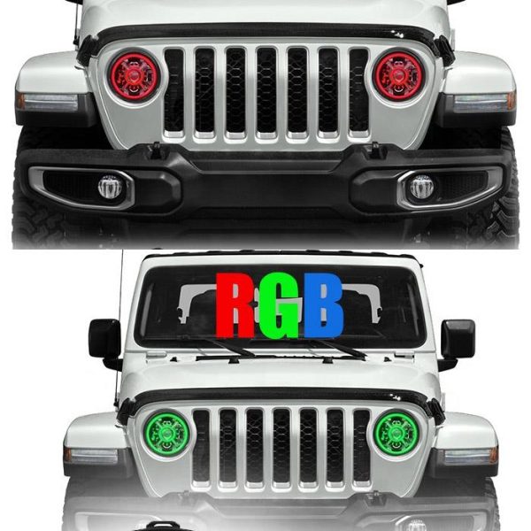 9 Pulgadas de color cambiando las luces de halo de rgb led para jeep wrangler jl 2018 2019