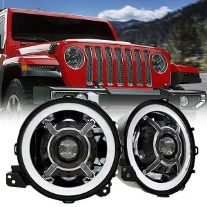 9 Kit de phares à LED de haute puissance pour Jeep Wrangler JL 2018-2019