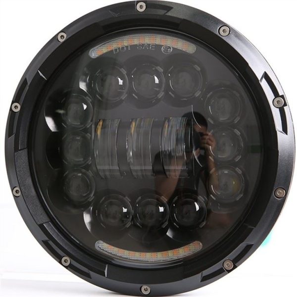 Black Chrome LED Headlight For Jeep JK TJ FJ DRL 90W Round Light With Halo Motorcycle - Image 2