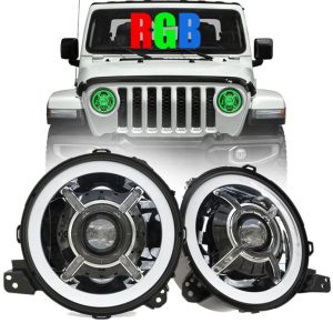 Nuevo cambio de color de llegada 9 Pulgadas de halo LED LED para Jeep Wrangler JL 2018+ Faros LED RGB JL