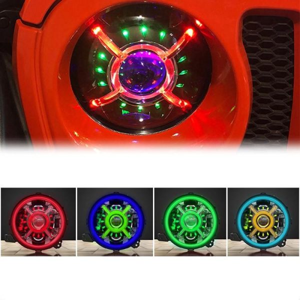 New Arrival Color Changing 9 Inch Led Halo Lights For Jeep Wrangler JL 2018+ RGB JL Led Headlights — изображение 2