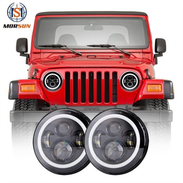 PUNTO 7 Halo de faros LED para Jeep Wrangler TJ Accesorios CAR LECTOR LED FEARLO LENTE PARA JEEP TJ 1997-2006 JK CJ7 LJ