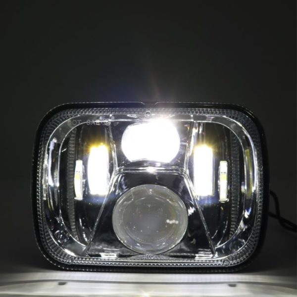 DOT Approved 5x7 Inch 60W LED Square Headlight Sealed Hi/Lo Beam Black/Silver For Jeep YJ XJ MJ & For Off-road - Image 6