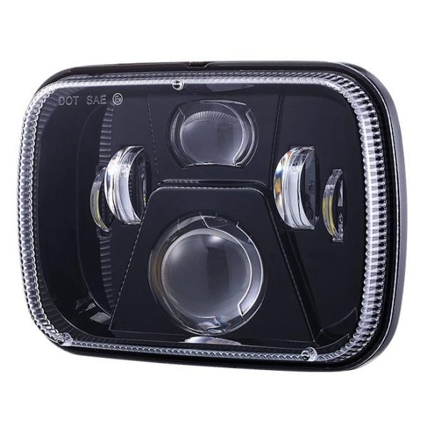 DOT Approved 5x7 Inch 60W LED Square Headlight Sealed Hi/Lo Beam Black/Silver For Jeep YJ XJ MJ & For Off-road - Image 2