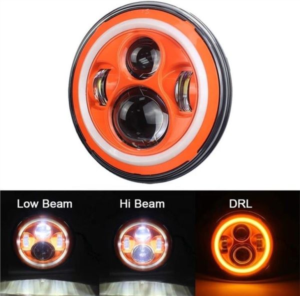 Omark 7 Pulgadas de halo de color naranja redonda para Jeep Wrangler JK TJ LJ y Harley Davidson Motorcycles - Imagen 4