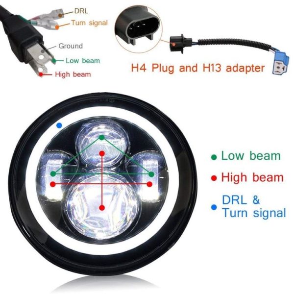 DOT Led Headlight For Jeep Wrangler TJ JK 7 Inch Headlight For Harley-Davison - Image 7