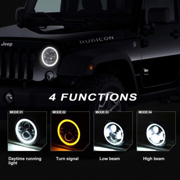 Dot -LED -Scheinwerfer für Jeep Wrangler TJ JK 7 Zentimeterscheinwerfer für Harley-Davison – Bild 8