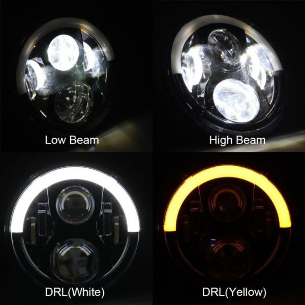 Half Led Halo Lights For Jeep Wrangler JK TJ LJ CJ 7 Inch Half Halo Headlights For Jeep JK - immagine 4