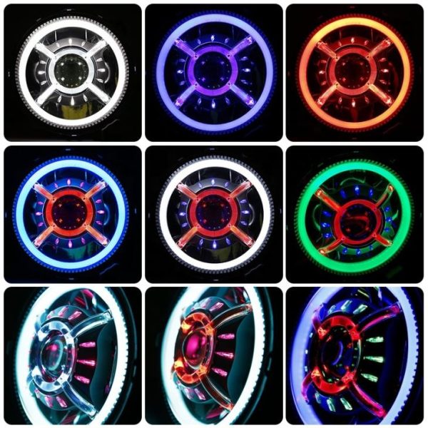 9 Inch Round Jeep JL 2018 RGB Ring Jeep Wrangler Color Changing Halo Led Headlights — изображение 3