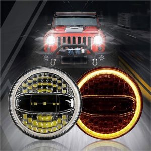 Morsun lideró el faro para Jeep Harley 7 pulgadas Round Chlamps Hi-Lo Beam con ojos de ángel 12v 108W