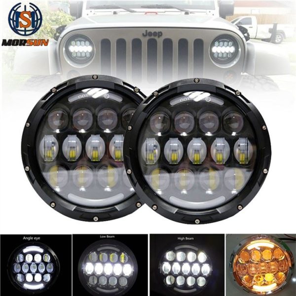 Morsun 7 Inch LED Round 105W Headlight For Wrangler JK Car Headlamp With DRL Halo