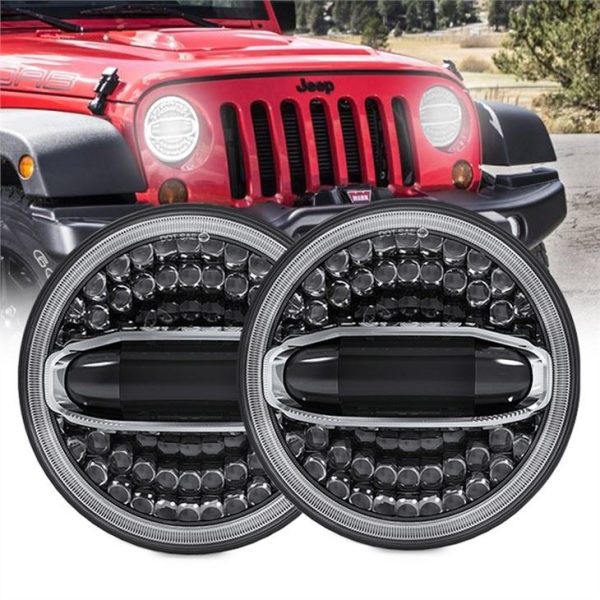 Morsun 7inch Led Round Headlights For Jeep Wrangler JK JKU CJ TJ Rubicon Sahara Unlimited With Halo White Yellow