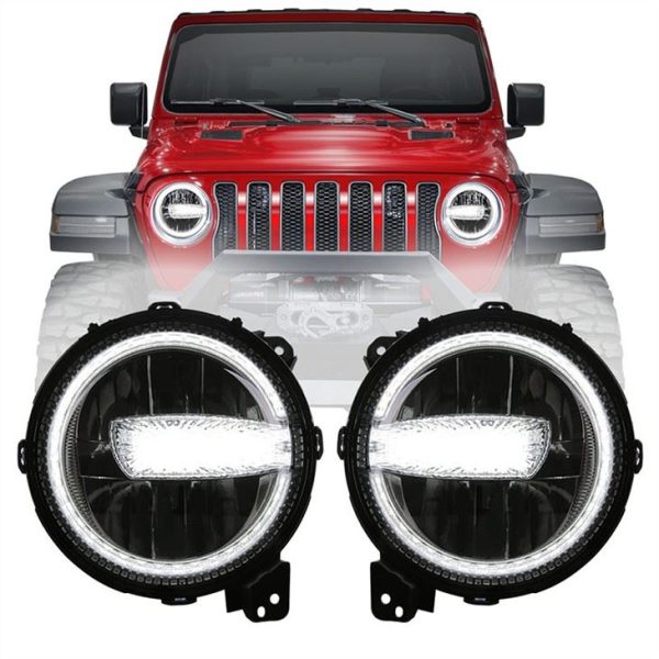 Morsun 9INCH LED Headlight White DRL For Jeep Wrangler JL Rubicon 2018 2019