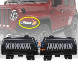 Morsun Front Fender LED Daytime Light con señales de giro secuenciales para 2018+ Jeep Wrangler JL Sahara Rubicon