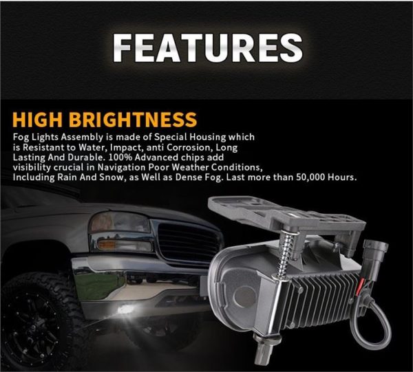 MorSun Driving Light LED Fog Light For Compatible With 1999-2002 GMC Sierra 2000-2006 GMC Yukon Pickup Truck - Image 4