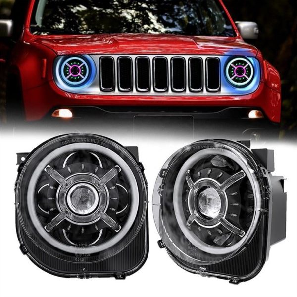 Morsun LED RGB Headlghts Color Change Demon Eyes For Jeep Renegade 2015 2016 2017 2018 2019 2021