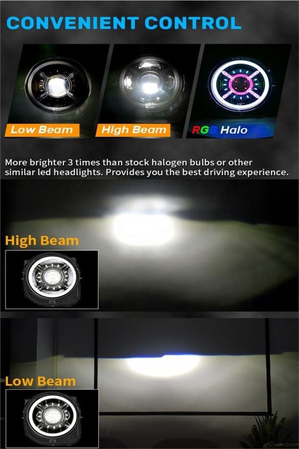 Morsun LED RGB Headlghts Color Change Demon Eyes For Jeep Renegade 2015 2016 2017 2018 2019 2021 — изображение 4