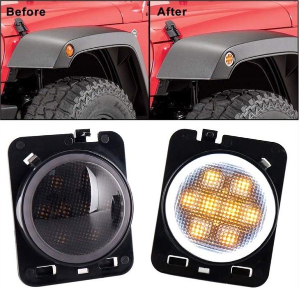 Morsun LED Turn Signal Light For Wrangler Jk For Jeep Wrangler Flare Fender With Halo