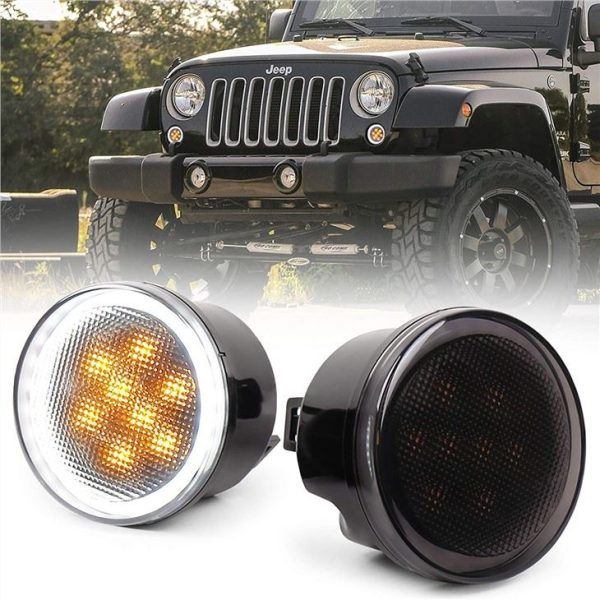 Morsun Led Turn Signal Light With Halo For JEEP Wrangle/ Jeep Wrangler LED Front Blinker