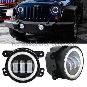 Morsun Round LED Fog Light For Jeep Wrangler JK JKU TJ LJ 4inch Light With Halo DRL