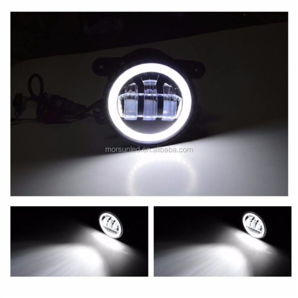 Morsun Round LED Fog Light For Jeep Wrangler JK JKU TJ LJ 4inch Light With Halo DRL - Image 5