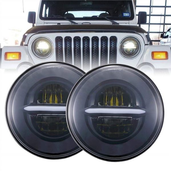 Morsun Round LED Charlamps con Flatino de Halo Angel Eyes DRL para Jeep Wrangler JK