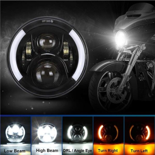 Morsun Round LED Headlight With DRL Turn Signal For Jeep Wrangler JK CJ TJ Triumph Bonneville - Image 5