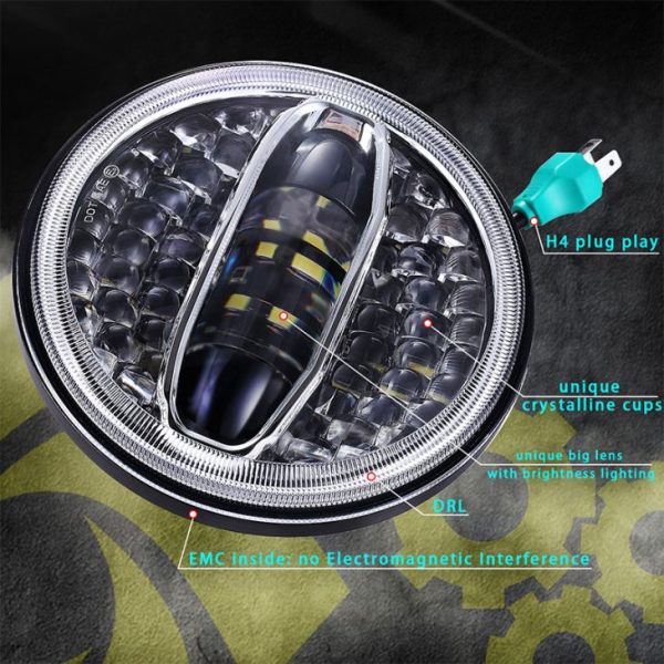 New Hot Sale 7 Inch 108W LED Headlight For Jeep Wrangler Jk Motorcycle Accessories For Harley - Image 3