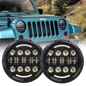 Faros de haz sellado 7 pulgadas para 07-17 Jeep Wrangler Hi-Lo Beam H4 12V 24V Coseo con halo