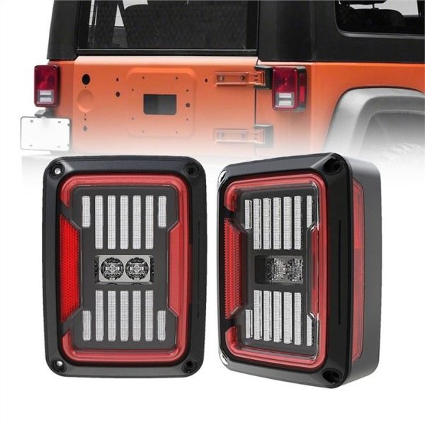 Smoked/Clear Flash Mount Led Tail Lights For Jeep Wrangler JK 2007-2017 - Image 3