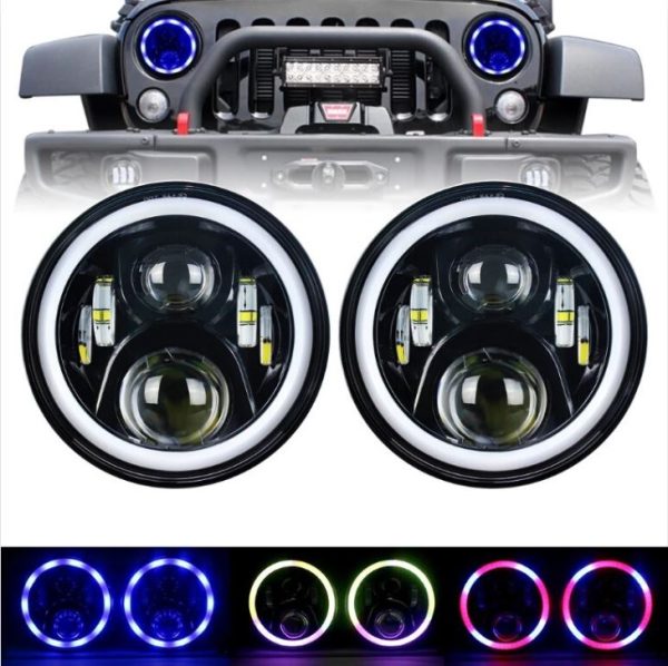 Whole SET 2 Pcs 7 Inch RGB LED Headlight And 2 Pcs 4 Inch RGB Fog Lamp - Image 2