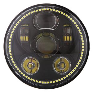 5.75 Zoll LED ROD -Scheinwerferpunkt 575 LED -Scheinwerfer mit weißem LED -Halo -Ring für Harley Sportster, Dyna, Indian Scout andere