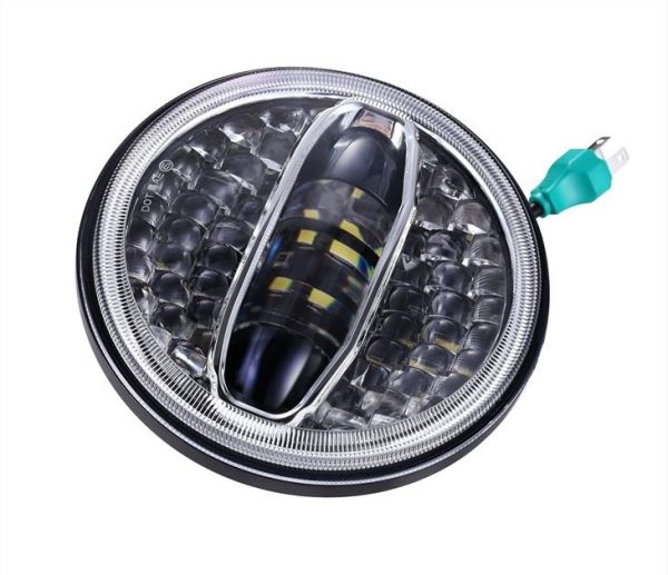 Morsun leiddi framljós fyrir Jeep Harley 7 tommu hringljós Hi-Lo Beam með Angel Eyes 12v 108w - Mynd 4